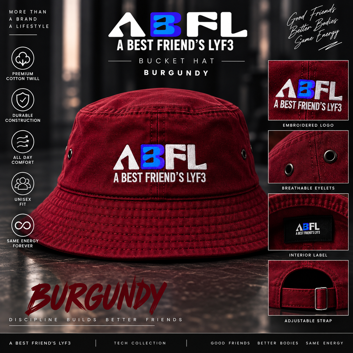 ABFL Burgundy Bucket Hat