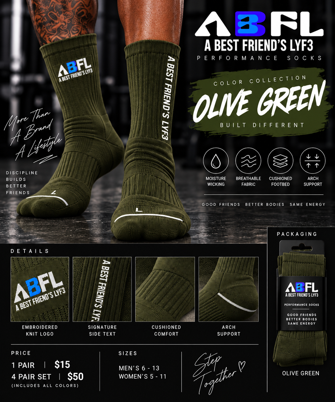 ABFL Olive Green Performance Socks