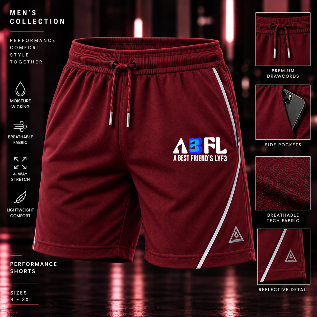 Burgundy Performance Shorts
