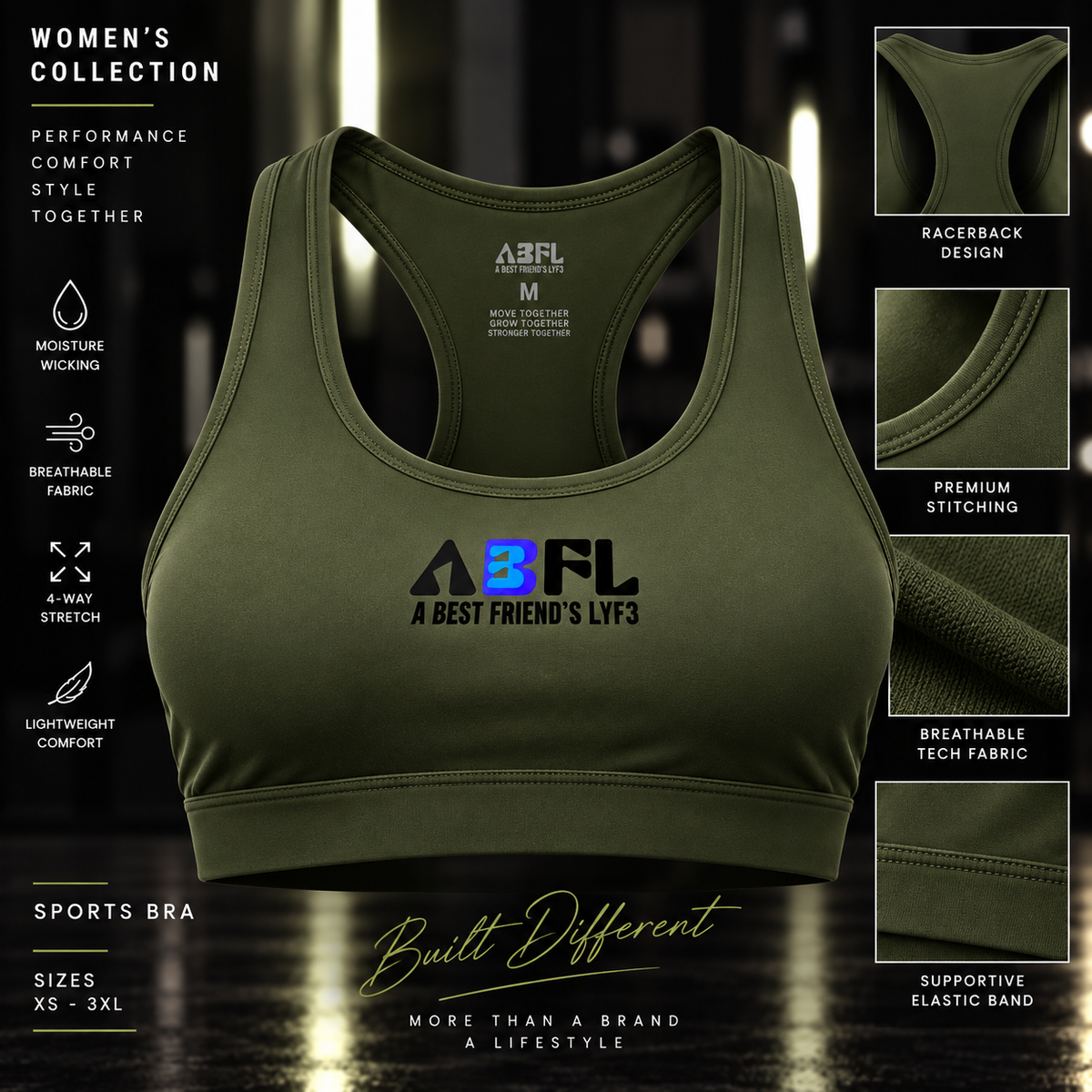 Olive Green Racerback Sports Bra