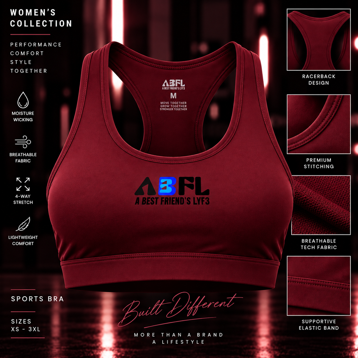 Burgundy Racerback Sports Bra