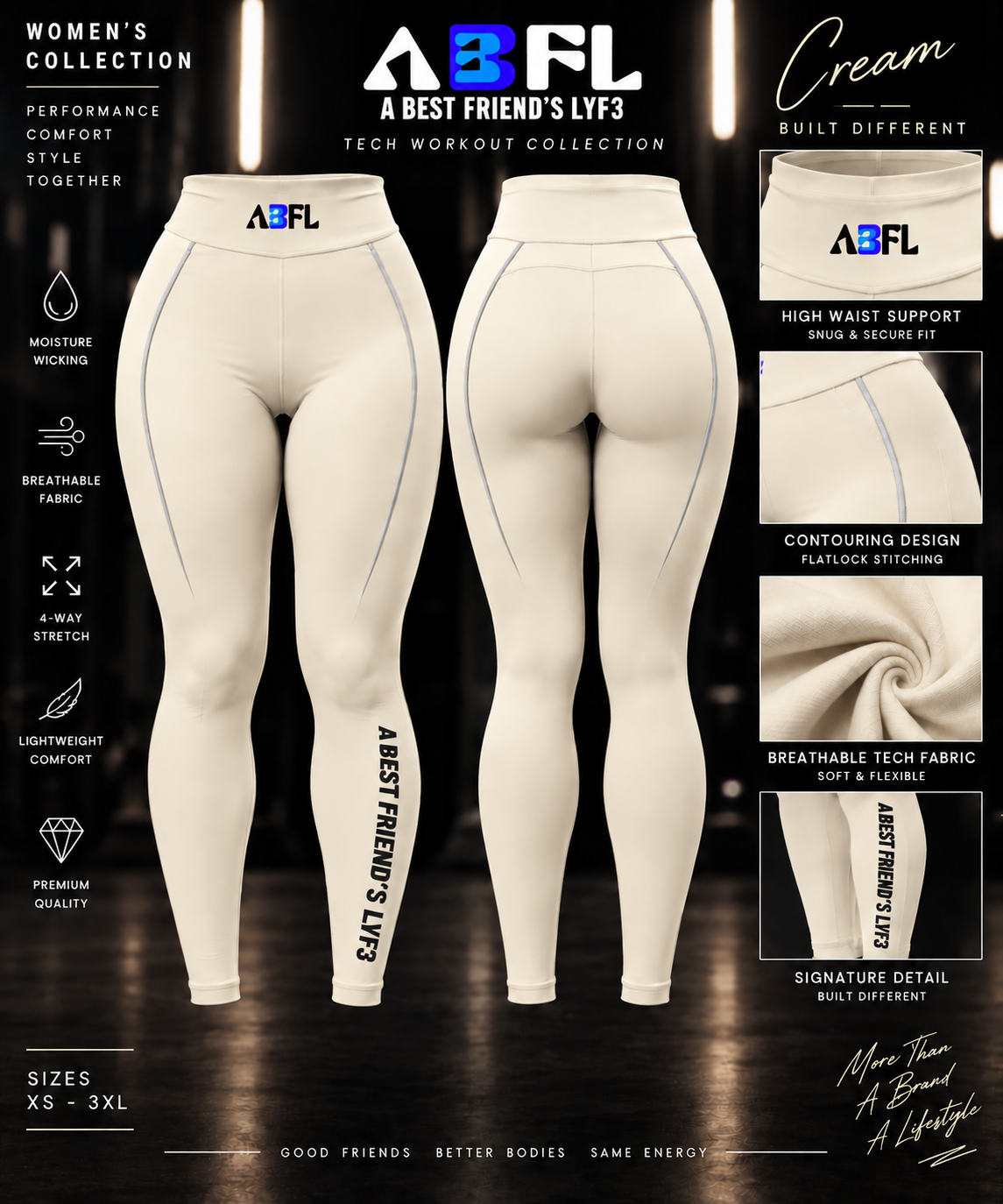 Cream Tech Workout Pants