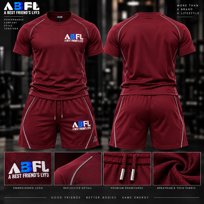 Men Burgundy Workout Set