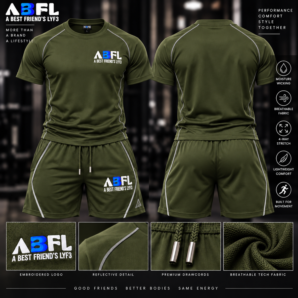 Men Olive Green Workout Set
